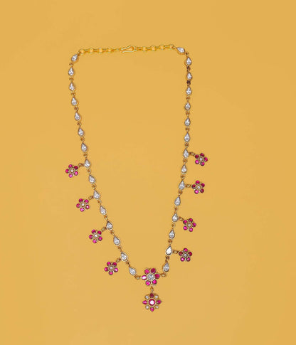 Heritage Floral Kundan Gold Plated Silver Necklace