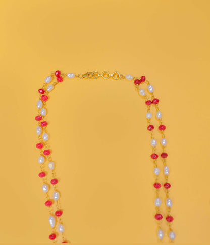 Gold Plated Lakshmi Floral Beaded Necklace