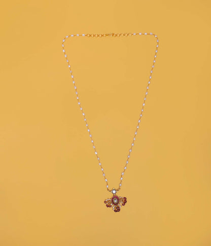 Ruby Pearl Beaded Pendant Necklace