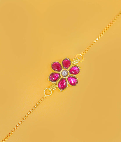 Ruby Floral Gold Plated Bracelet