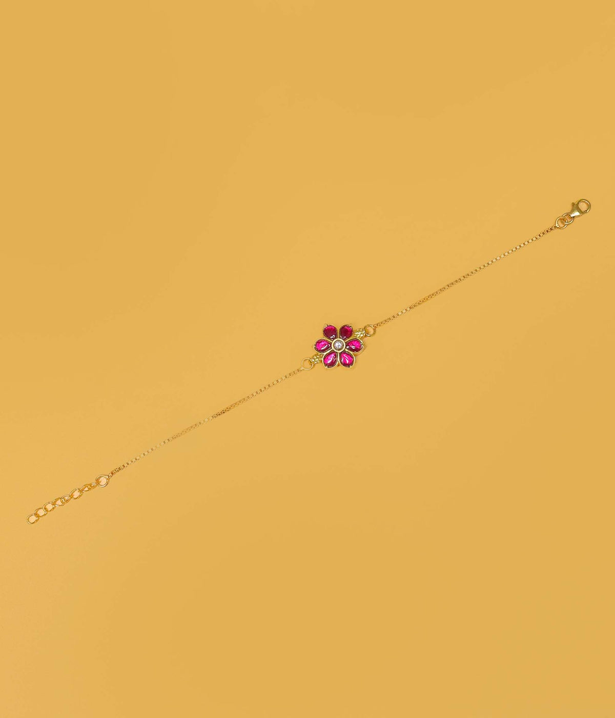 Ruby Floral Gold Plated Bracelet