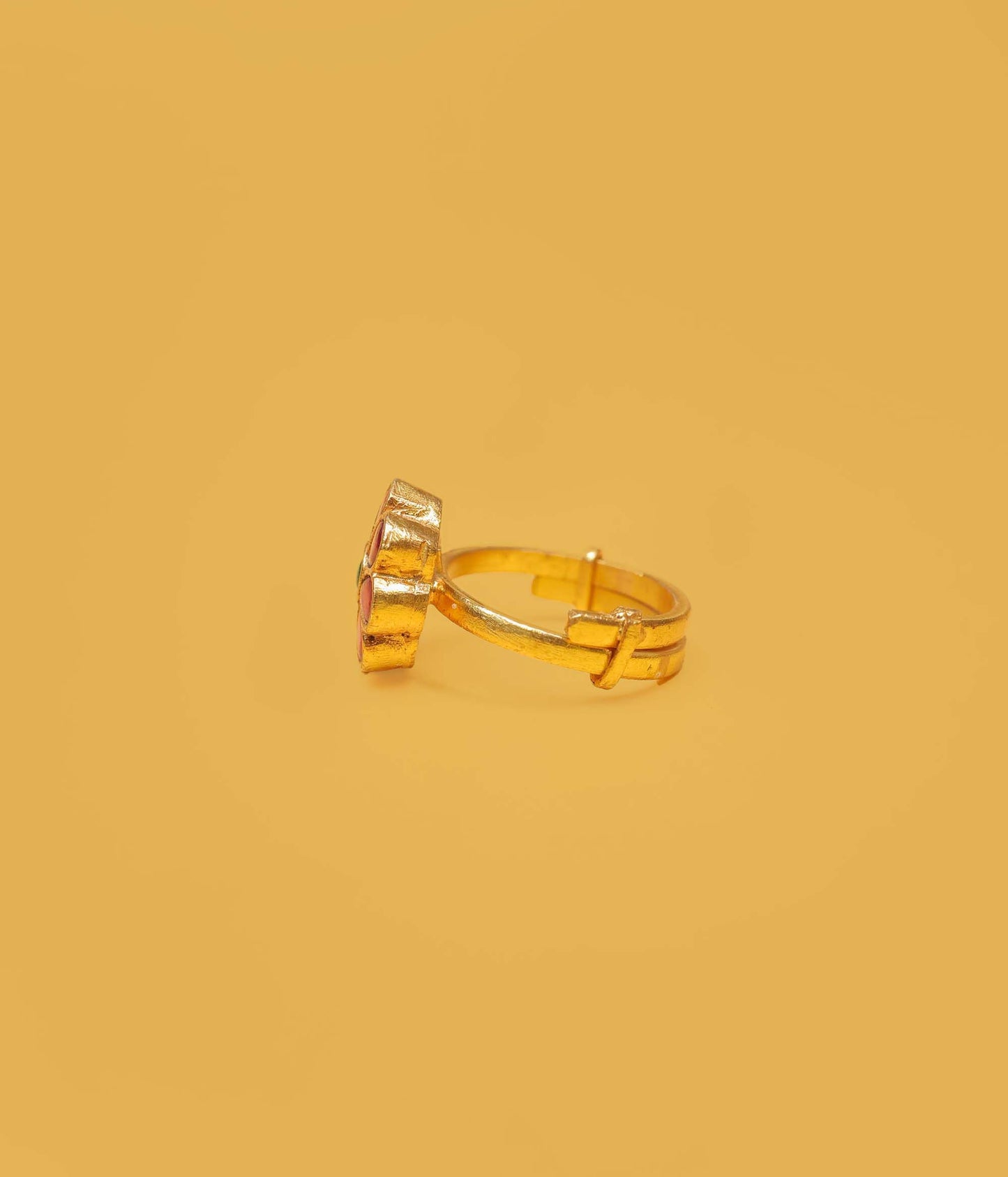 Adjustable Gold Plated Gulnaz Floral Kundan Ring