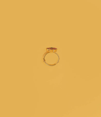 Adjustable Gold Plated Gulnaz Floral Kundan Ring