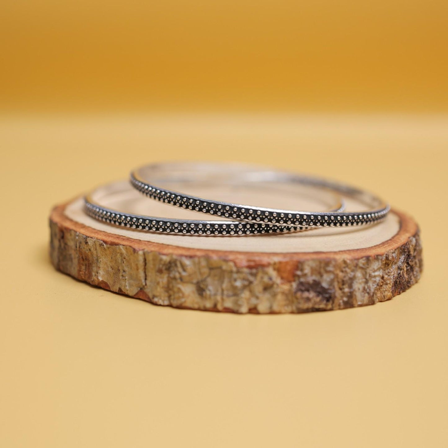 Midnight Bead Oxidised Silver Bangles