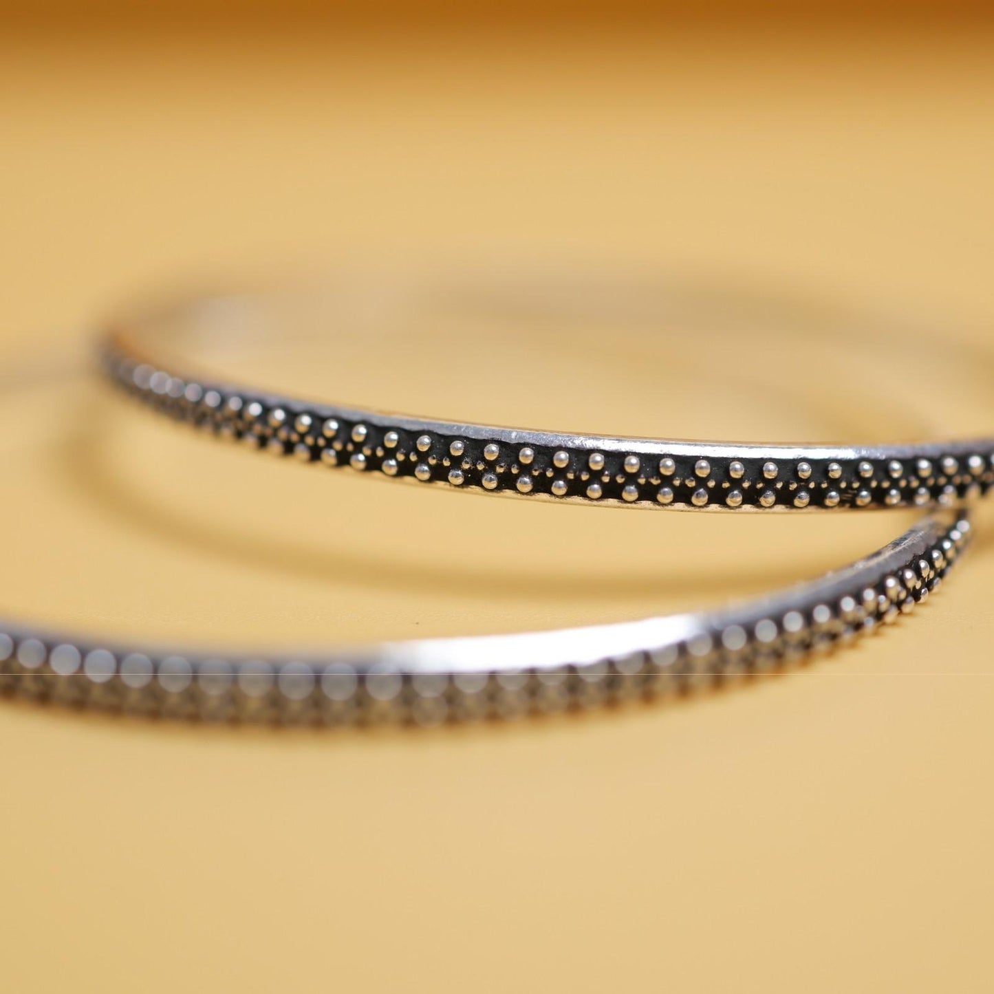 Midnight Bead Oxidised Silver Bangles