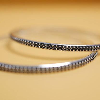 Midnight Bead Oxidised Silver Bangles