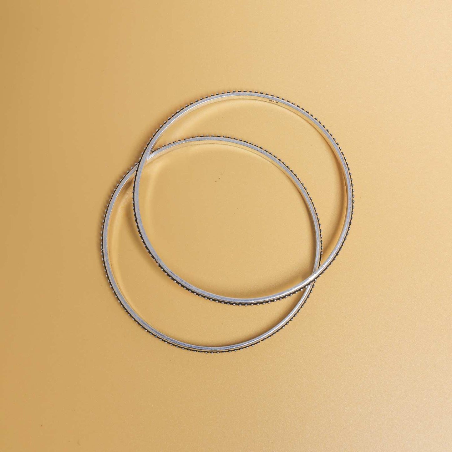 Midnight Bead Oxidised Silver Bangles