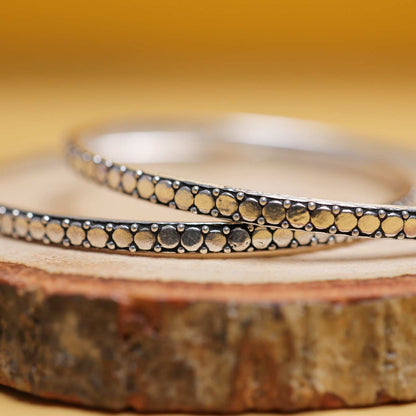 Moon Dot Oxidised Silver Bangles