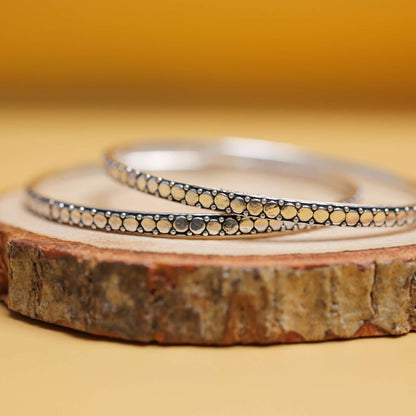 Moon Dot Oxidised Silver Bangles