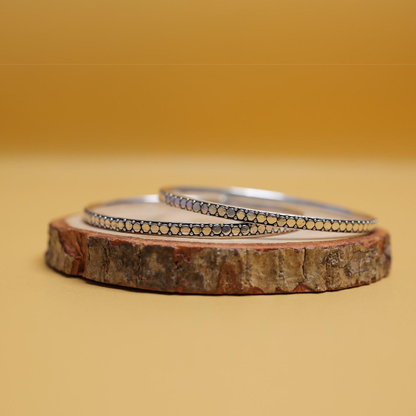 Moon Dot Oxidised Silver Bangles