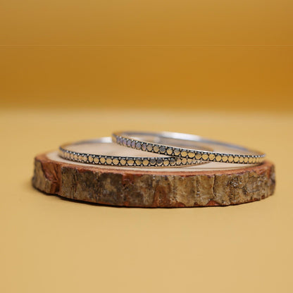 Moon Dot Oxidised Silver Bangles
