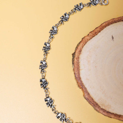 Gaja Charm Oxidised Silver Bracelet