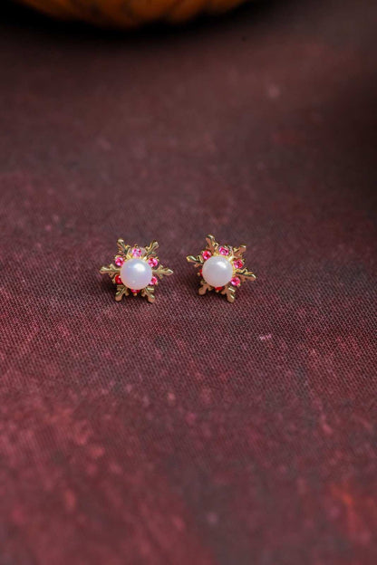 Royal Pearl & Floral Earrings