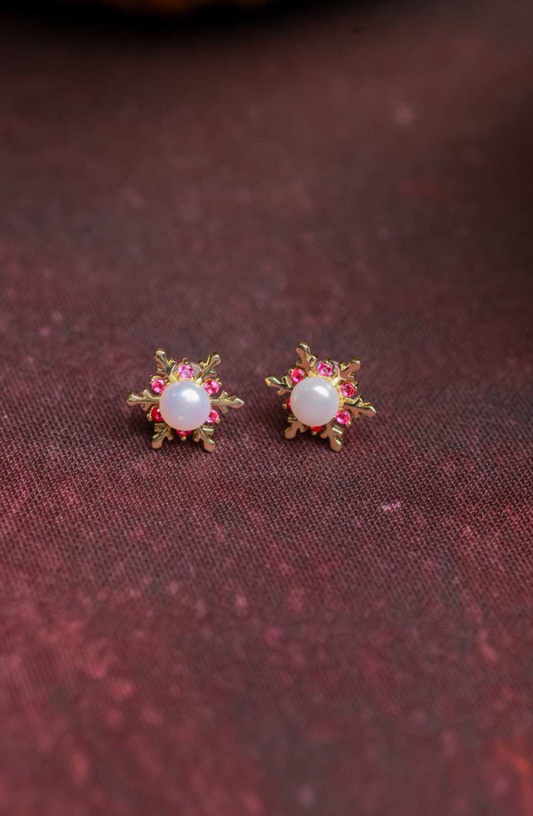 Royal Pearl & Floral Earrings