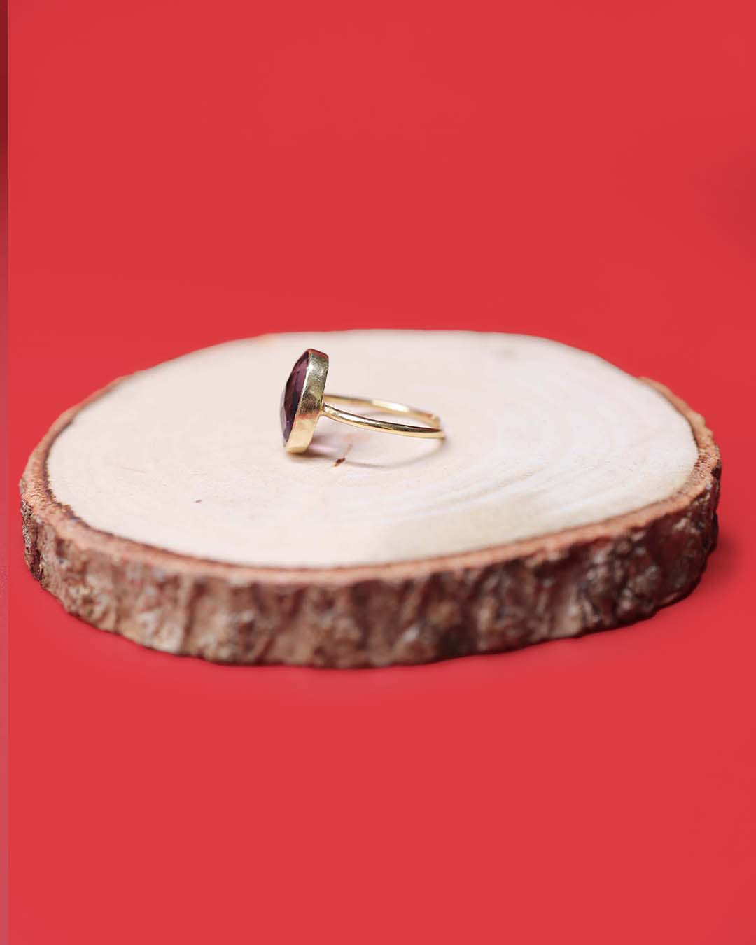 Adjustable Gold Plated Amethyst Silver Ring