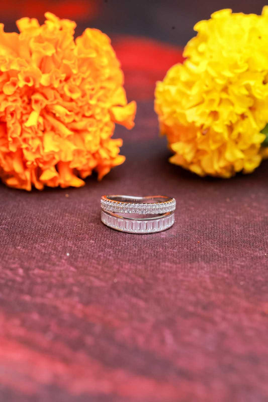 Radiant Silver Baguette Band Ring.
