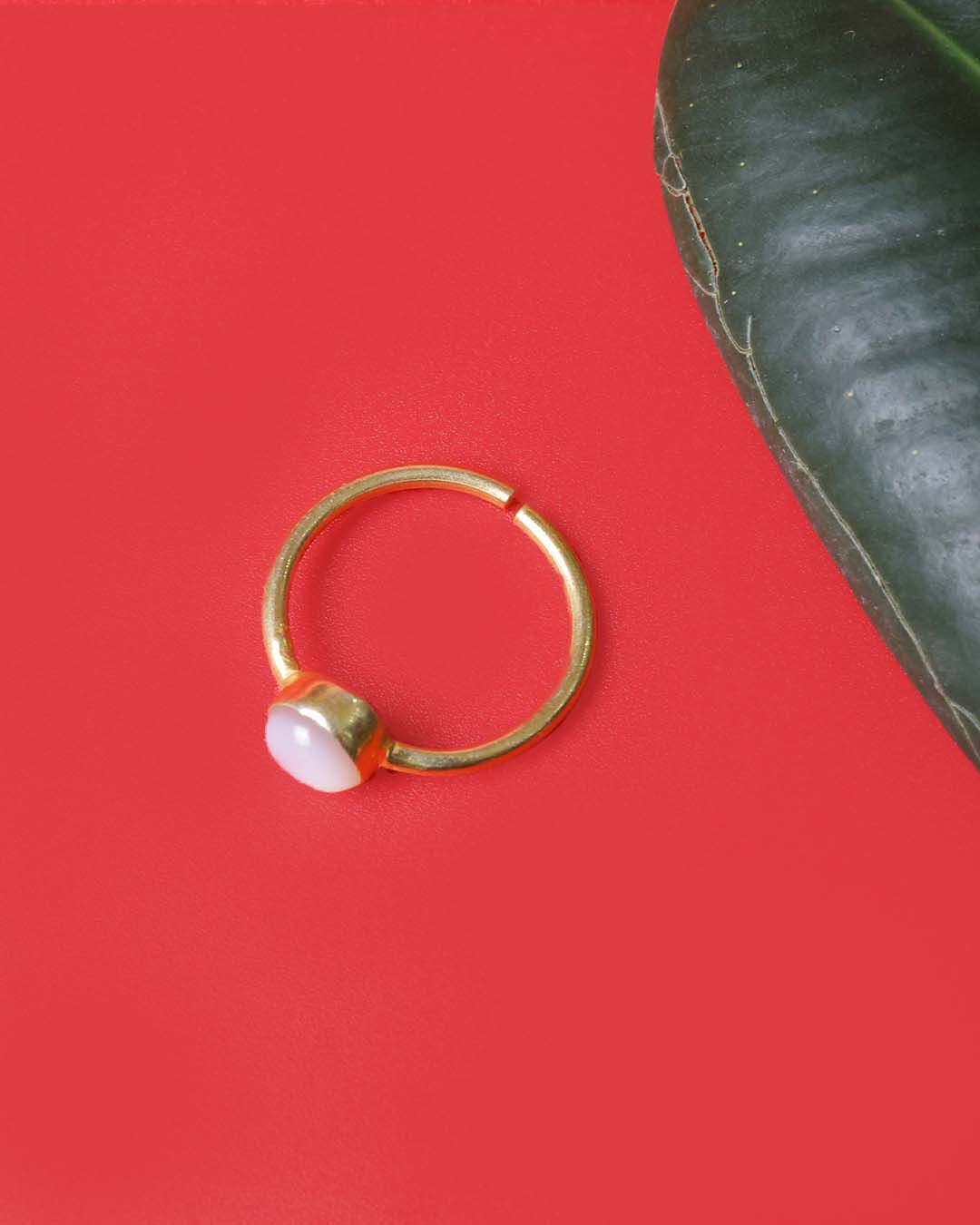 Gold Plated White Chalcedony 92.5 Silver Ring