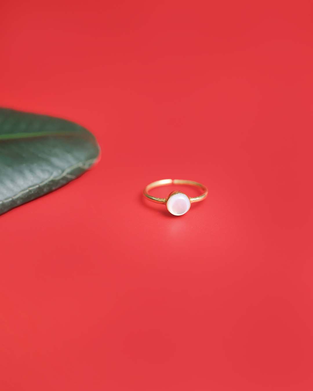 Gold Plated White Chalcedony 92.5 Silver Ring
