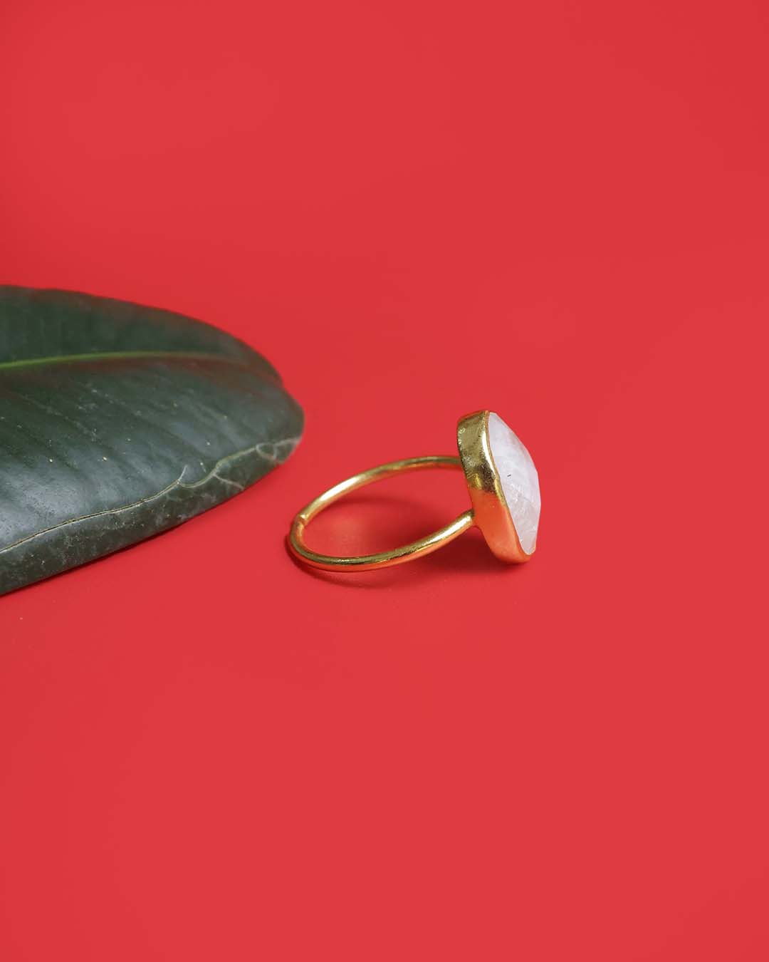 Gold Plated Moonstone 92.5 Silver Ring
