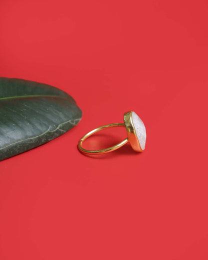 Gold Plated Moonstone 92.5 Silver Ring