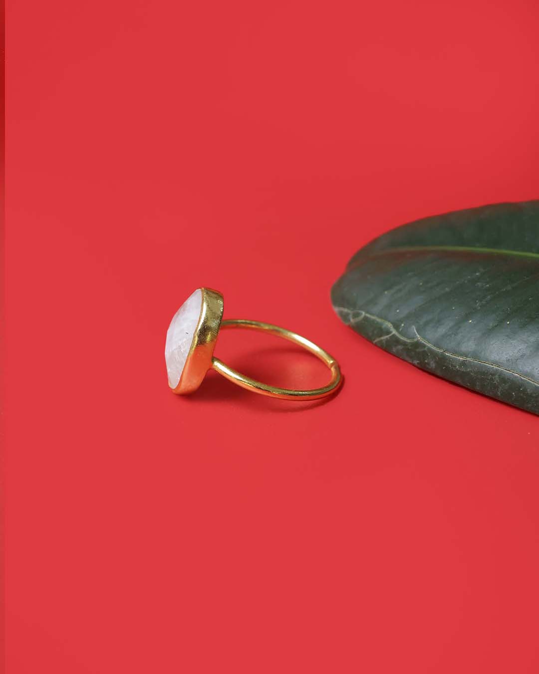 Gold Plated Moonstone 92.5 Silver Ring