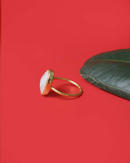 Gold Plated Moonstone 92.5 Silver Ring