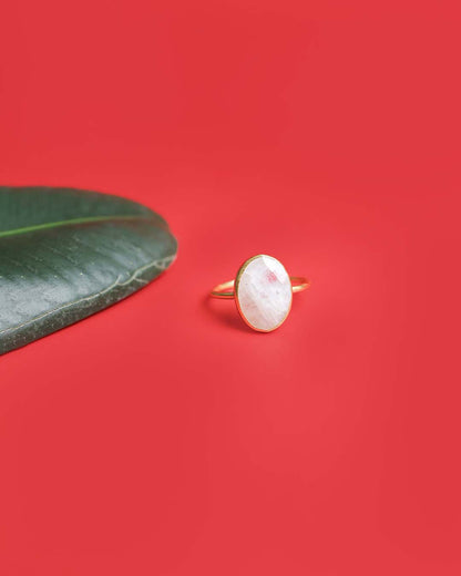 Gold Plated Moonstone 92.5 Silver Ring