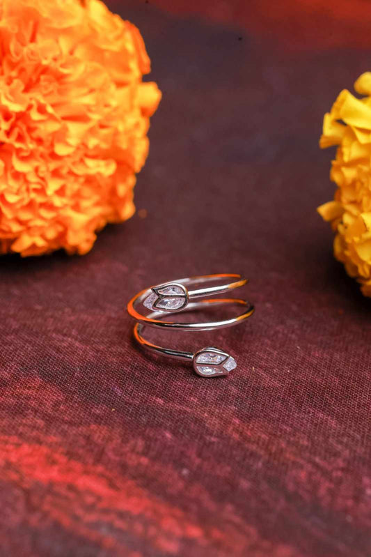 Leaf Silver Adjustable Ring