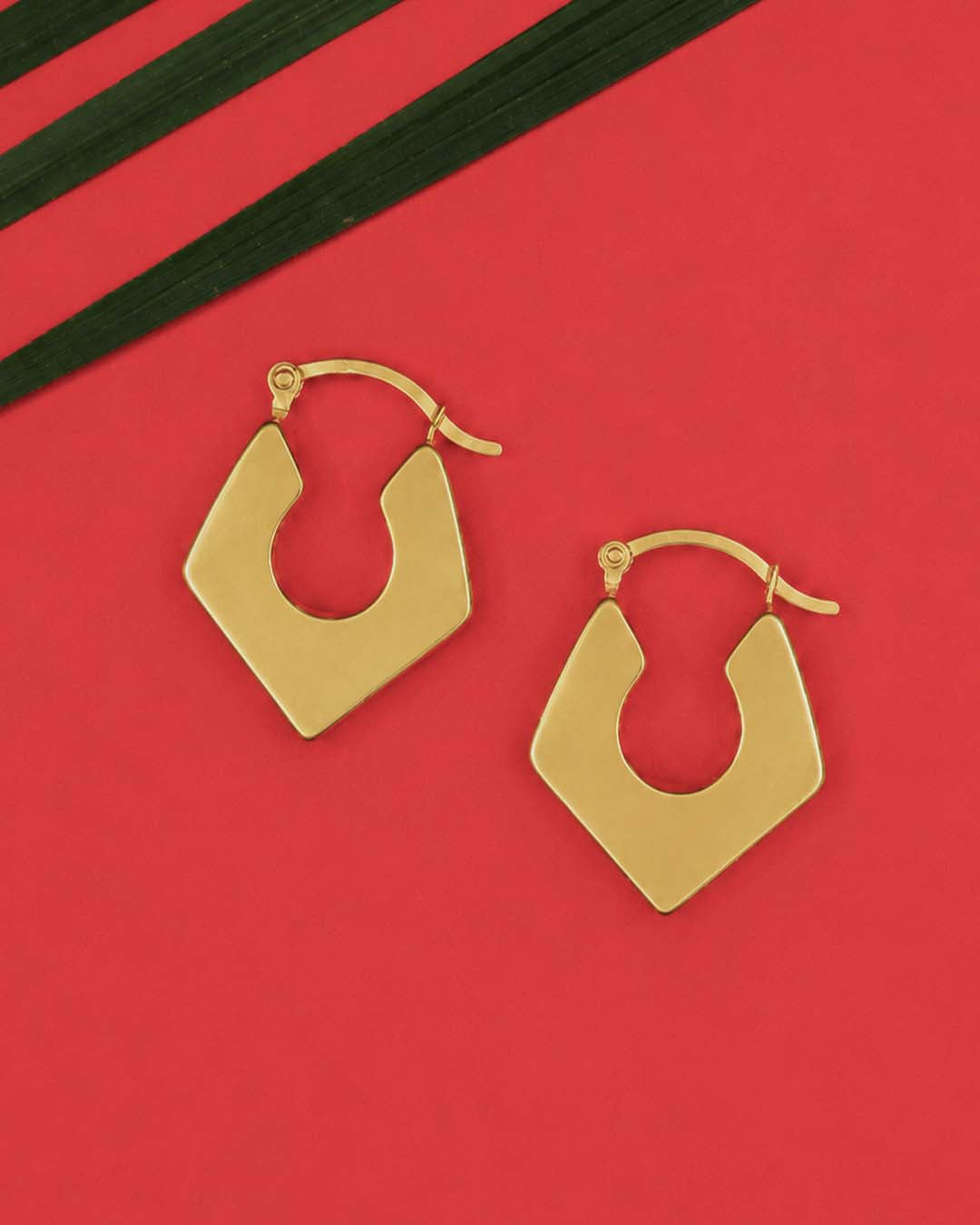 Gold Plated Geometric 92.5 Silver Hoop Earrings