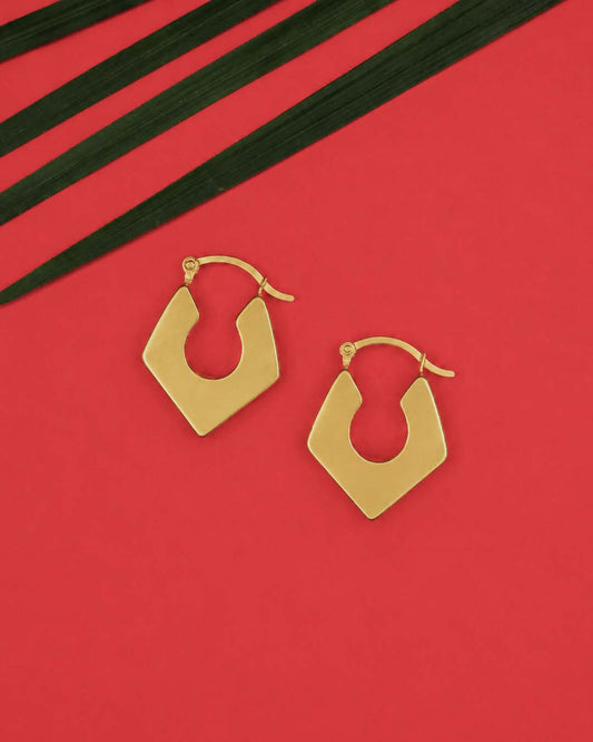 Gold Plated Geometric 92.5 Silver Hoop Earrings