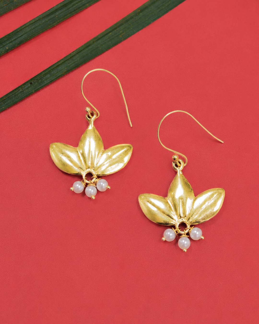 Gold Plated Pearl Blossom Silver Earrings