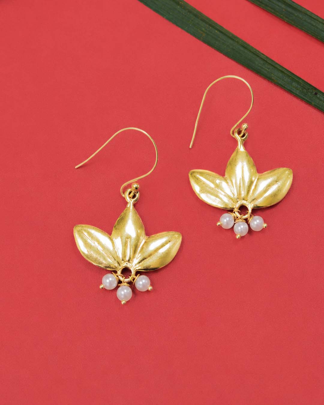 Gold Plated Pearl Blossom Silver Earrings