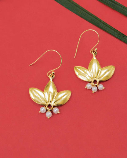 Gold Plated Pearl Blossom Silver Earrings