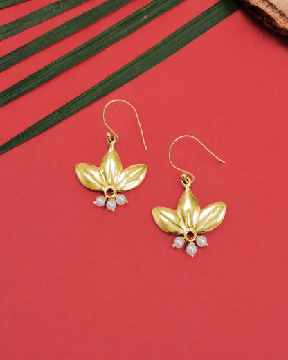 Gold Plated Pearl Blossom Silver Earrings