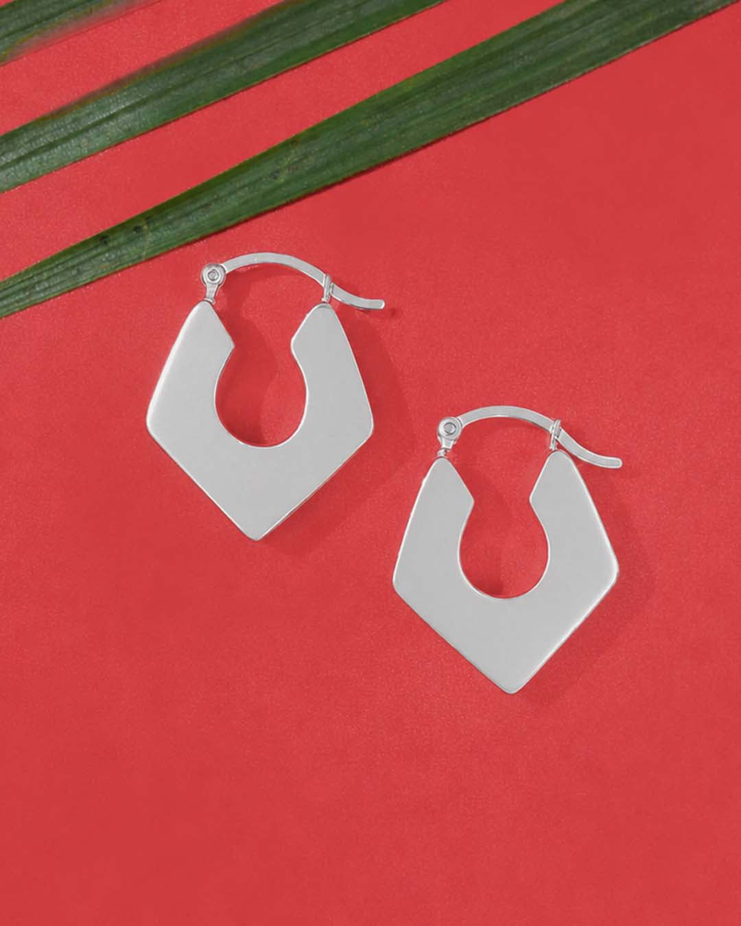 Geometric Silver Hoop Earrings