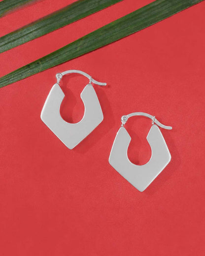 Geometric Silver Hoop Earrings