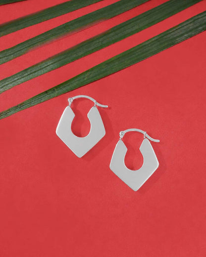Geometric Silver Hoop Earrings