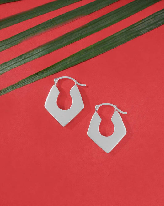 Geometric Silver Hoop Earrings