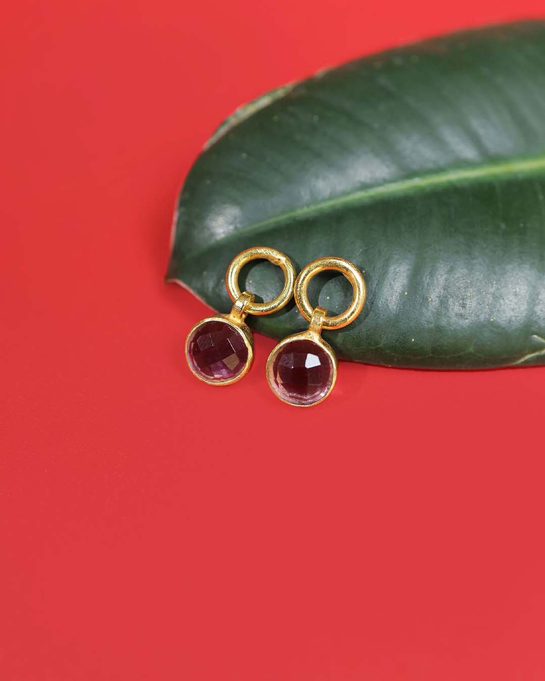Gold Plated Amethyst Silver Drop Earrings 92.5 Sterling Silver Gemstone Earrings.