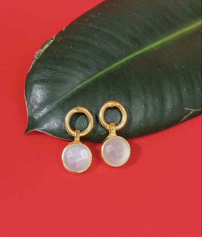 Gold Plated Moonstone Drop Silver Earrings