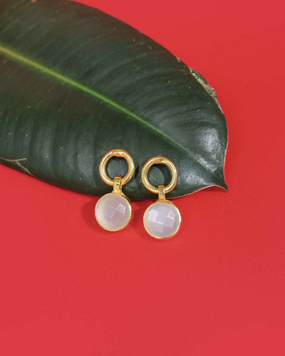 Gold Plated Moonstone Drop Silver Earrings