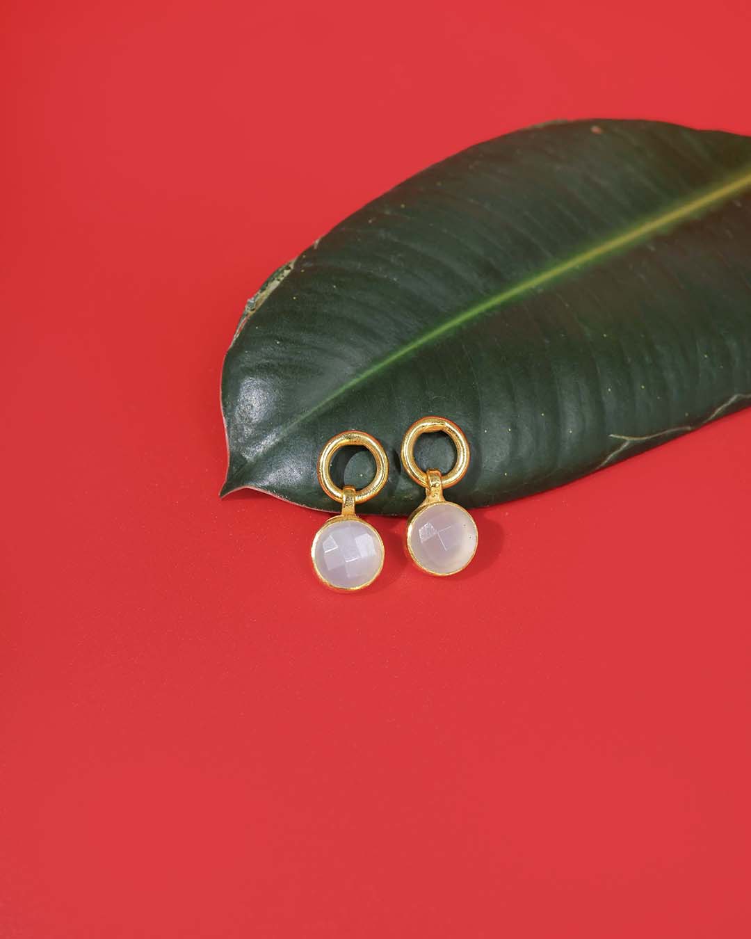 Gold Plated Moonstone Drop Silver Earrings