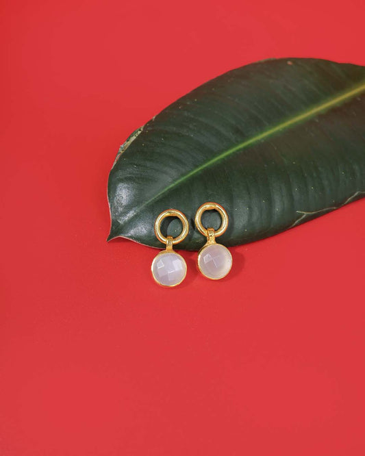 Gold Plated Moonstone Drop Silver Earrings