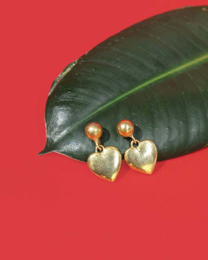 Gold Plated Heart Drop Silver Earrings