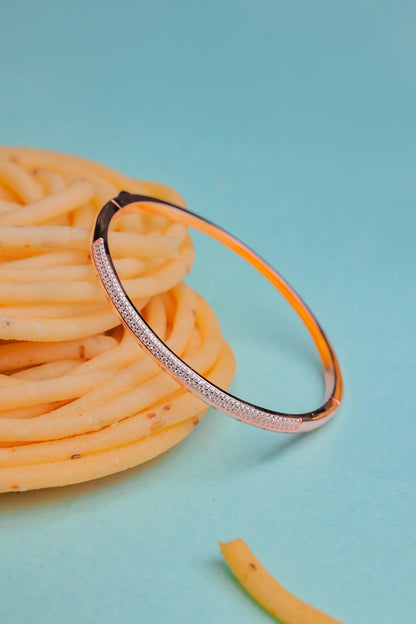 Rose Gold Sleek Bangle with Micro-Pavé Crystals