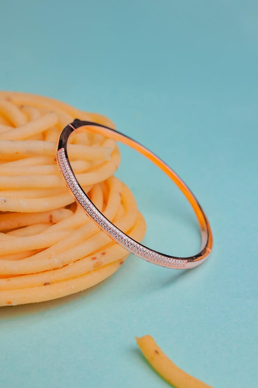 Rose Gold Sleek Bangle with Micro-Pavé Crystals
