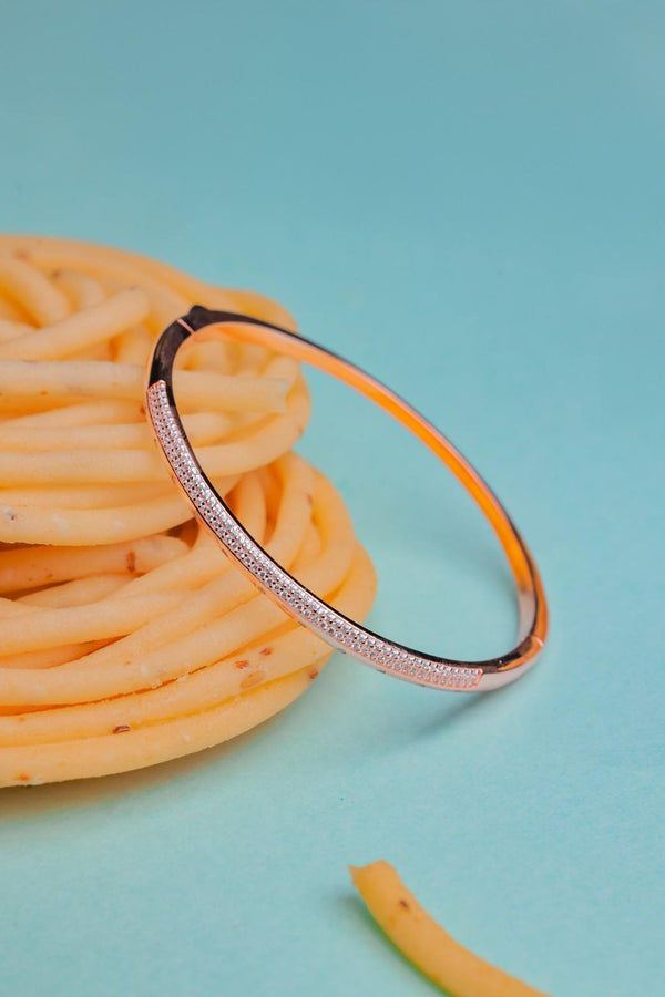 Rose Gold Sleek Bangle with Micro-Pavé Crystals