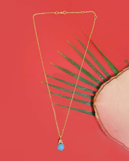 Gold Plated Turquoise Solitaire Silver Necklace 92.5 Sterling Silver Gemstone Necklace.