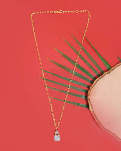 Gold Plated White Moonstone Solitaire Pendant