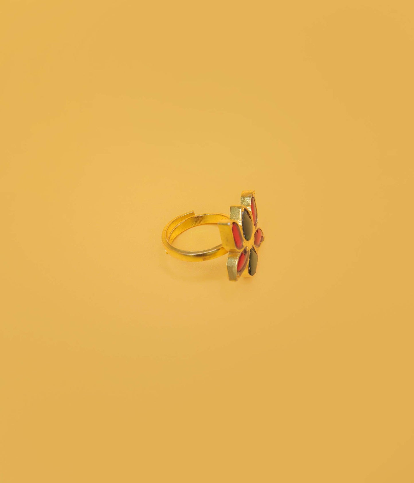 Floral Gemstone Statement Ring – Gold Plated Designer Jewellery